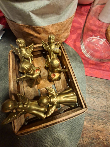 Messing engel figuren set - 5x,