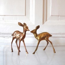 2 Rehe Messing Skulpturen Kitz