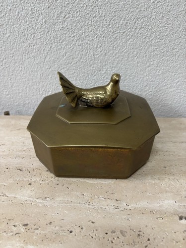 Messingdose achteckig vogel - achteckig,